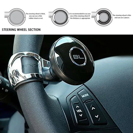 Black Metal Steering Wheel Car Accessories Helper Grip Spinner Knob Turning Hand Control Booster Power Handle Ball