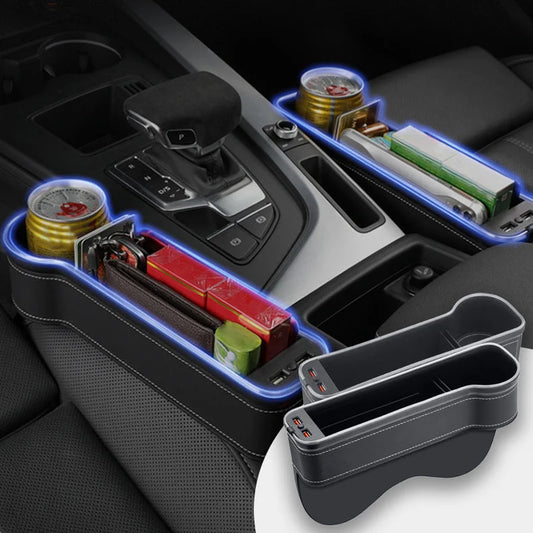 Car Storage Box With Led Light And Two USB Charging Point