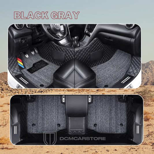 Black Gray Color  Floor Mats for Cars, SUVs, and Trucks 2 Layers (CM015)