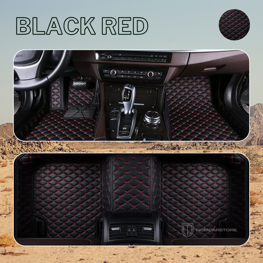 Black Red Color Floor Mats for Cars, SUVs, and Trucks (CM012)