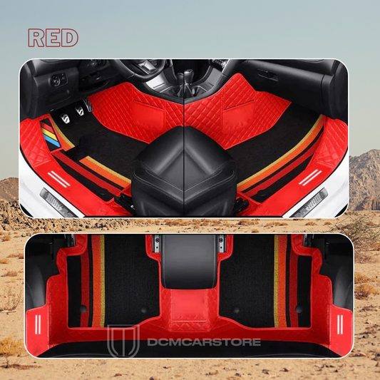 Red Color  Floor Mats for Cars, SUVs, and Trucks 2 Layers (CM015)